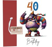 Tarjeta de cumpleaños de 40 años con llavero de cassette Best of 1985