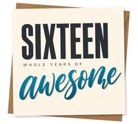 Tarjeta de cumpleaños de dieciséis años completos de impresionante para adolescentes, niños o niñas, elegante tarjeta de celebración tipográfica