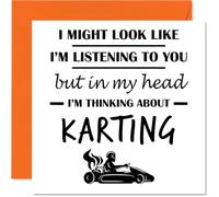 Tarjeta de cumpleaños de Go Karting para hombres y mujeres - In my Head - Tarjeta de feliz cumpleaños para abuela, prima, vecina, hija, tarjetas de felicitación de cumpleaños de 145 mm