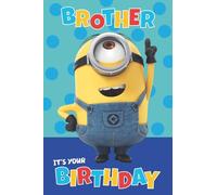 Tarjeta de cumpleaños de mi villano favorito para hermano, tarjeta de felicitación de cumpleaños de Minions