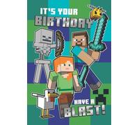 Tarjeta de cumpleaños de Minecraft con calcomanías, tarjeta de Minecraft para amantes de las manualidades mineras, para él, ella, hermana, hermano, primo