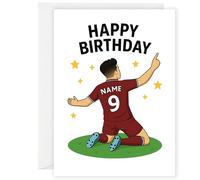 Tarjeta de cumpleaños del West Ham - Tarjeta de cumpleaños personalizada de fútbol para niños u hombres - Nombre y número personalizados, divertido diseño de celebración del jugador - Regalo para