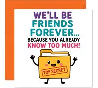 Tarjeta de cumpleaños descarada, con texto en inglés "Because You Already Know Too Much", bonita carpeta de archivos de dibujos animados con sello "TOP SECRET", cuadrado de 145 mm, sobre incluido