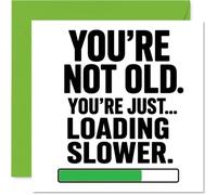 Tarjeta de cumpleaños descarada - Still Got It - Diseño minimalista en blanco y negro con una barra de progreso verde - cuadrado de 145 mm, sobre incluido