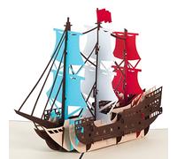 Tarjeta de cumpleaños desplegable 3D, tarjeta de ánimo, tarjeta de graduación, velero con sobre, corriendo el viento y las olas