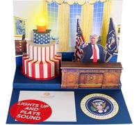 Tarjeta de cumpleaños desplegable de Donald Trump con luz, sonido y voz de Trump, el presidente 3D dice un mensaje de feliz cumpleaños, tarjeta divertida para hombres, mujeres, mamá, papá, marido