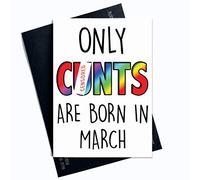 Tarjeta de cumpleaños divertida con diseño de Rude de Marzo: solo los túneles nacen en el mes del año marido novio tío mejor amigo tarjetas divertidas de cumpleaños felicitacion postal PC191