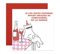 Tarjeta de cumpleaños divertida de gato - Si un gato pudiera enviar tarjetas de cumpleaños - Tarjetas de felicitación divertidas para hombres y mujeres - Regalos de mascotas gatas - Humor sarcástico