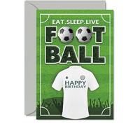 Tarjeta de cumpleaños divertida - Eat Sleep Live Football - Diseño clásico de camiseta y tono para los amantes del footy - Vibraciones de cumpleaños brillantes y enérgicas - A5, sobre incluido