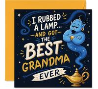 Tarjeta de cumpleaños divertida para abuela, diseño de texto en inglés "Wishing Magic Could Grant More Grandmas Like You", Día de la Madre, cuadrado de 145 mm, sobre incluido