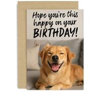 Tarjeta de cumpleaños divertida para los amantes de los perros, regalo con texto en inglés "Hope You're This Happy!", diseño canino caprichoso para mamá, papá, hermano, marido, hijo, amigo, colega