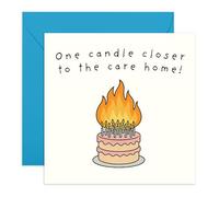 Tarjeta de cumpleaños divertida para mujeres mayores y hombres, tarjeta de envejecimiento "One Candle Closer, Care Home" para amigos, mejores amigos, tía, tío, colega, vecino, mamá, papá, él, ella