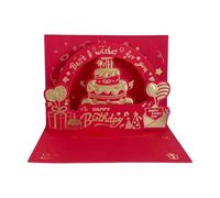 Tarjeta de cumpleaños emergente única elegante tarjeta de felicitación de cumpleaños con papel de aluminio dorado y felicitación corporativa de papel de primera calidad