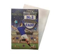 Tarjeta de cumpleaños "Express Yourself" para el número 1 con tema azul y blanco, incluye sobre, tarjeta de cumpleaños para fanáticos del fútbol (FG7518A/03)