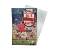 Tarjeta de cumpleaños "Express Yourself" para el número 1 con tema rojo y blanco, incluye sobre, tarjeta de cumpleaños para fanáticos del fútbol (FG7520A/03)