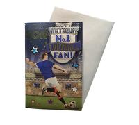 Tarjeta de cumpleaños "Express Yourself" para hijo número 1 con temática azul y blanco, incluye sobre, tarjeta de cumpleaños para fanáticos del fútbol para hijo (FG7518A/04)