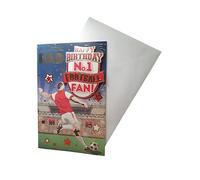 Tarjeta de cumpleaños "Express Yourself" para papá con temática roja y blanca número 1 - Incluye sobre - Tarjeta de cumpleaños para fanáticos del fútbol para papá