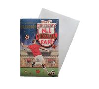 Tarjeta de cumpleaños "Express Yourself" para papá número 1 con temática roja y blanca, incluye sobre, tarjeta de cumpleaños para fanáticos del fútbol (FG7520A/01)