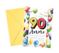 Tarjeta de cumpleaños formato 17 x 11 cm con números (90 años)