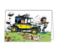 Tarjeta de cumpleaños Gaston Lagaffe auto