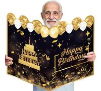 Tarjeta de cumpleaños gigante Tarjeta de cumpleaños de 22 x 16 pulgadas con sobre protector que atrae a un tamaño con decoración de globos para expresar bendiciones y firmar