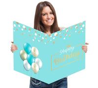 Tarjeta de cumpleaños gigante, tarjeta de felicitación extragrande de 22 x 14 pulgadas con sobre para ella, libro de invitados gigante de feliz cumpleaños, suministros de decoración para mujeres