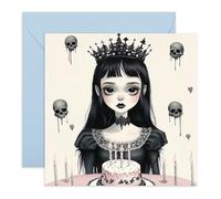 Tarjeta de cumpleaños gótica con diseño de calaveras de princesa gótica, regalos para amigos, colegas, hermanas, ella, color negro, viene con calcomanías divertidas