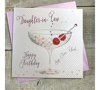 Tarjeta de cumpleaños hecha a mano con diseño de nuera, copa de champaña de WHITE COTTON CARDS B103-DIL