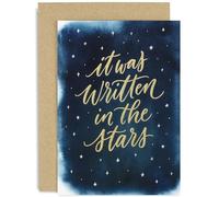Tarjeta de cumpleaños inspiradora para amigos, regalo con texto en inglés "It Was Written in the Stars", diseño gráfico celestial, perfecto para los amantes de la astrología, para amigos, colegas
