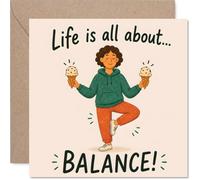Tarjeta de cumpleaños juguetona - Life's Too Short to Skip Pudding - Ilustración alegre de equilibrio de helado - Diversión alegre para celebrar con estilo - Cuadrado de 145 mm, sobre incluido