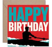 Tarjeta de cumpleaños juguetona - Make Their Day Oar-some - Llamativa silueta de remo contra un fondo audaz y vibrante - Divertido guiño a los amantes del deporte - cuadrado de 145 mm, sobre incluido