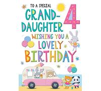Tarjeta de cumpleaños juvenil de 4 años para nieta - 9 x 6 pulgadas - Regal Publishing