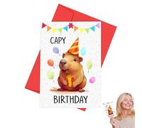 Tarjeta de cumpleaños linda - Tarjetas Capybara para la celebración | Tarjetas de celebración de cumpleaños | Una tarjeta de felicitación animal con un diseño bellamente complejo usando d