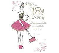 Tarjeta de cumpleaños moderna para la edad 18 F - 9 x 6 pulgadas - Piccadilly Greetings