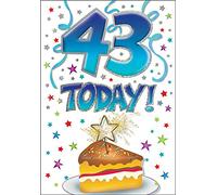 Tarjeta de cumpleaños moderna para la edad 43 - 7 x 5 pulgadas - Piccadilly Greetings