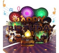 Tarjeta de cumpleaños, música y fuegos artificiales y velas soplables, tarjeta de cumpleaños desplegable 3D, tarjeta de felicitación, regalos de cumpleaños para mujeres, hombres, marido, esposa, niños