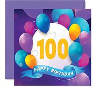 Tarjeta de cumpleaños número 100 para hombres y mujeres, fiesta de globos, tarjetas de feliz cumpleaños para hombre de 100 años, mujer, bisabuelo, abuelo, abuela, abuelo, abuelo, abuela, abuelo,