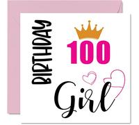 Tarjeta de cumpleaños número 100 para mujeres, para niña, tarjetas de feliz cumpleaños para mujer de 100 años, gran abuela, niñera, madrastra, tía, 145 mm x 145 mm, tarjetas de felicitación de un
