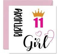 Tarjeta de cumpleaños número 11 para niñas, tarjetas de feliz cumpleaños para niña de 11 años, hija, hermana, nieta, prima, amiga, sobrina, 145 mm x 145 mm, tarjetas de felicitación de undécimo