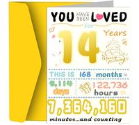 Tarjeta de cumpleaños número 14, divertidas decoraciones de cumpleaños para niña y niño, el mejor regalo de cumpleaños de 14 años para hija e hijo, regalo creativo único para nieto y nieta