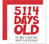 Tarjeta de cumpleaños número 14 para niños y niñas, él y ella, 5114 días de edad, divertida tarjeta de feliz cumpleaños para hermano, hermana, hijo, hija, primo, 145 mm, tarjetas de felicitación de