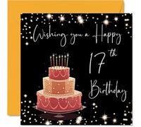 Tarjeta de cumpleaños número 17 para niñas y niños, elegante y elegante, tarjetas de feliz cumpleaños para adolescentes de 17 años, hijo, hija, hermano, hermana, nieto, amigo, tarjetas de felicitación