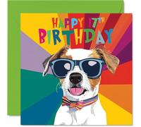 Tarjeta de cumpleaños número 17 para niño - Pawsome Cool Dog - Tarjeta de cumpleaños de perro para niños de 17 años, tarjetas de cumpleaños para niños de 17 años, tarjeta de felicitación de 145 mm x