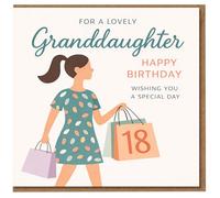 Tarjeta de cumpleaños número 18 para nieta, diseño de bolsas de la compra, feliz cumpleaños deseando un día especial