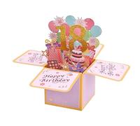 Tarjeta de Cumpleaños Número 18, Tarjetas Desplegables 3D con Sobre y Tarjetita Caja de Cumpleaños 3D Creativa, Tarjeta Felicitacion Cumpleaños para Compañeros de Clase y Amigos de Cumpleaños