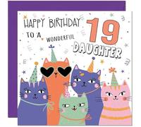 Tarjeta de cumpleaños número 19 para hija - Tarjeta de cumpleaños para niñas de 19 años de edad, adolescentes de diecinueve y diecinueve años