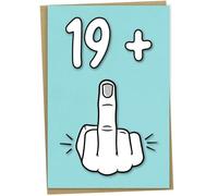 Tarjeta de cumpleaños número 20, 19 + 1, divertida tarjeta de cumpleaños para niños o niñas de 20 años