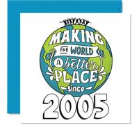 Tarjeta de cumpleaños número 20 para mujeres y hombres - Making the World a Better Place - Tarjetas de feliz cumpleaños para nieto, hijo, tía, nieta, colega, amigo, tarjetas de felicitación de