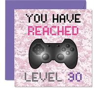 Tarjeta de cumpleaños número 30 para jugadores, con texto en inglés "You Have Reached Level 30", tarjetas de cumpleaños para mujeres, tarjetas de felicitación de 30 juegos, videojuegos, hija, mamá,