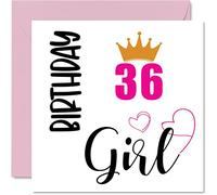 Tarjeta de cumpleaños número 36 para mujeres, para niña, tarjetas de feliz cumpleaños para mujer de 36 años, hija, hermana, tía, prima, amiga, sobrina, 145 mm x 145 mm, treinta y seis tarjetas de
